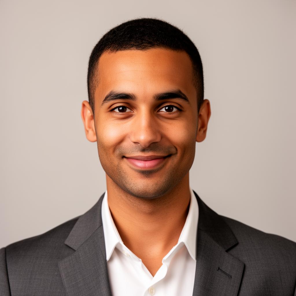Professional headshot of a confident mixed-race business professional representing brand clarity